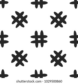 Seamless pattern with hashtag symbol. Drawn by hand. Modern vector illustration.