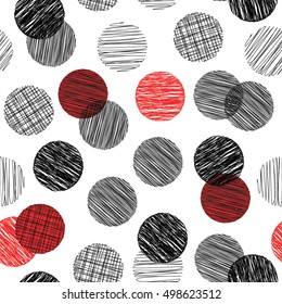 Seamless pattern with hatched circles