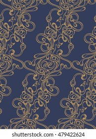 Seamless pattern with hatched ornament. Retro style. Vector illustration, eps10