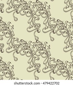 Seamless pattern with hatched ornament. Retro style. Vector illustration, eps10