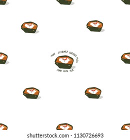 Seamless pattern  with Haw mok pla.Thai steamed.Hand drawn on white background.