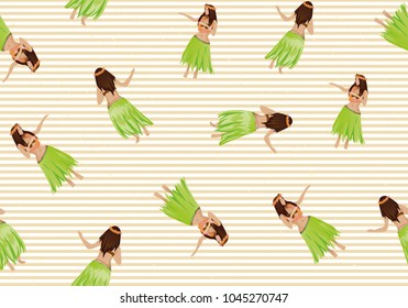 Seamless pattern with Hawaiian dancers