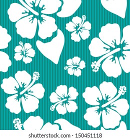 Seamless pattern with hawaiian hibiscus flower