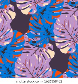 Seamless Pattern with Hawaiian Jungle. Modern Colorful Texture with Tropical Leaves for Fabric, Textile, Linen. Vector Tropical Pattern.
