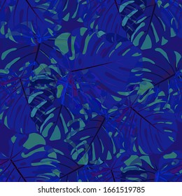 Patrón sin inconvenientes con la jungla hawaiana. Textura colorida moderna con hojas tropicales para papel, tapicería, textil. Patrón tropical vectorial.