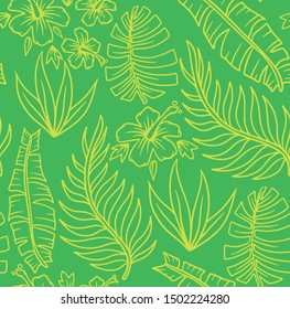 Seamless pattern with hawaiian vegetation.