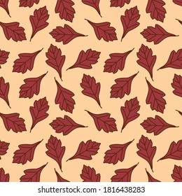 Seamless pattern with Hawthorn autumn leaves. Vector illustration