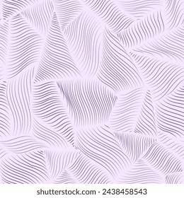 Patrón sin fisuras de mosaico geométrico lila brumoso con textura de línea ondulada. Impresión decorativa abstracta dibujada a mano orgánica.