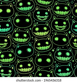 seamless pattern of head cartoon spooky animal