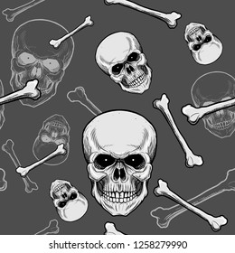 Seamless pattern head skull. texture for fabric, textile fashion