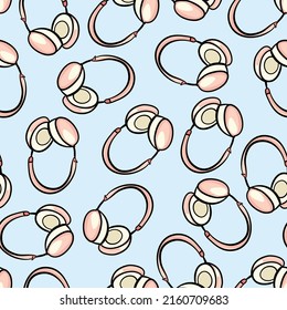 Nahtloses Muster mit Kopfhörern. Hintergrund für Textilien, Gewebe, Schreibwaren, Musik, Web und anderes Design.