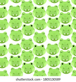 Seamless pattern with heads of cute crocodiles on a white background. Stock vector illustration for fabrics, bedding and baby linen, wrapping paper, wallpaper and other decor and design
