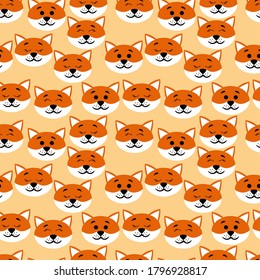 Seamless pattern with the heads of cute foxes on a pastel background. Wild forest animals. Stock vector illustration for fabrics, bedding and baby linen, wrapping paper, wallpaper and other decor