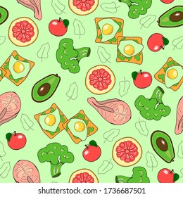 seamless pattern with healthy food 