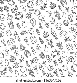 seamless pattern with healthy food icons