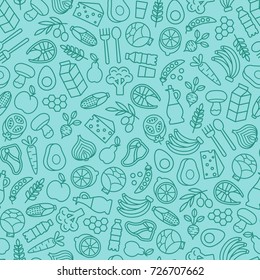 seamless pattern with healthy food icons