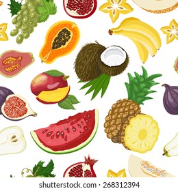 Seamless pattern with healthy fruits. Vector illustration for your design