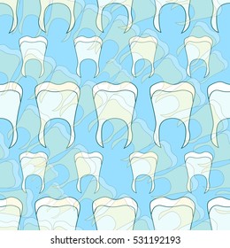 seamless pattern of  healthy teeth paste blue background vector illustration