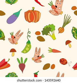 seamless pattern. healthy vegetable.  Vector pattern with vegetables.