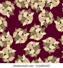 Seamless pattern. Heaps of fallen leaves arranged in random order. Multi-colored texture.