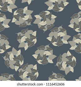 Seamless pattern. Heaps of fallen leaves arranged in random order. Multi-colored texture.