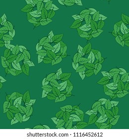 Seamless pattern. Heaps of fallen leaves arranged in random order. Multi-colored texture.