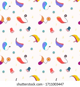 Seamless pattern of hearing aids for people with hearing impairments.