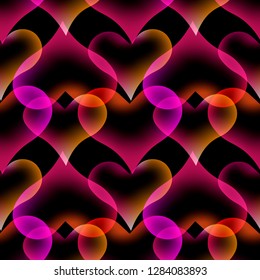 Seamless Pattern Heart Abstract Liquid Lava Lamp Colorful Background Design