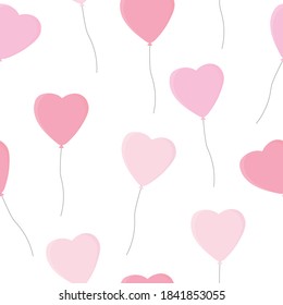 Seamless pattern heart balloons Valentine's Day vector illustration	