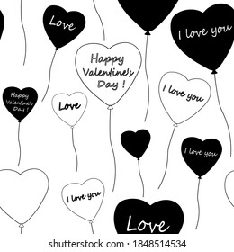 Globos cardíacos de patrón sin foco ilustración vectorial del Día de San Valentín	