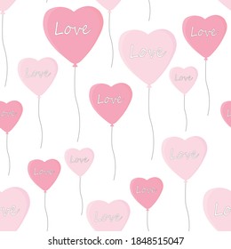 Seamless pattern heart balloons Valentine's Day vector illustration	