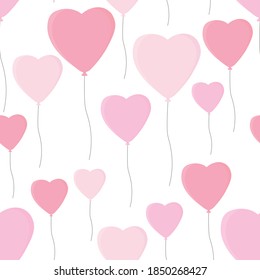 Seamless pattern heart balloons Valentine's Day vector illustration	