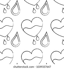 seamless pattern heart blood drops healthcare