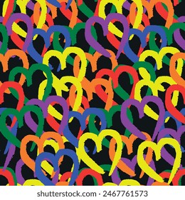 Seamless pattern with heart by gay color. Pattern for textile, fabric, stationery and other design. 
