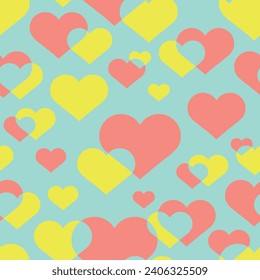 Seamless pattern heart cutout cute simple backdrop pastel wallpaper valentine's day artistic minimalistic
