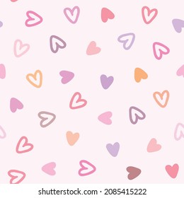 Seamless Pattern of Heart Design on Light Pink Background