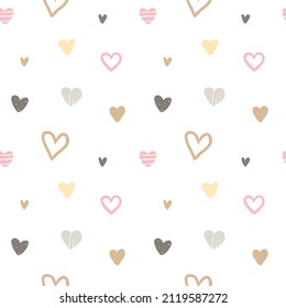 Seamless Pattern with Heart Design on White Background