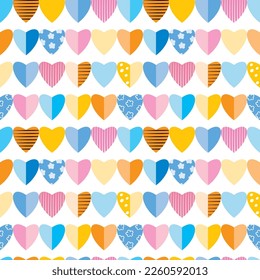 Seamless Pattern with Heart Design on White Background
