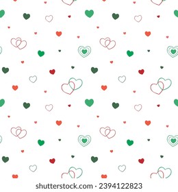 Seamless Pattern with Heart Design on White Background