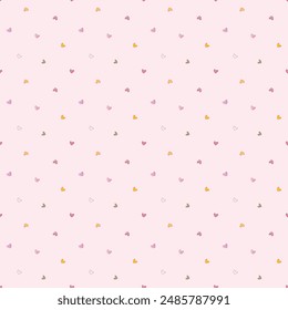 Seamless Pattern with Heart Design on Light Pink Background