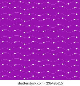 seamless pattern with heart, dot line in purple background