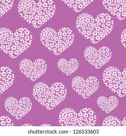 Seamless pattern with heart of flowers. Romantic background for textile, wallpaper, wrapping, stationary and packaging. 