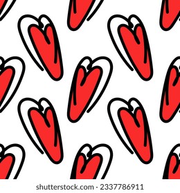seamless pattern heart hand drawing