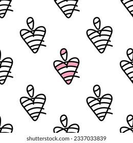 estilo dibujado a mano del corazón de patrón transparente
