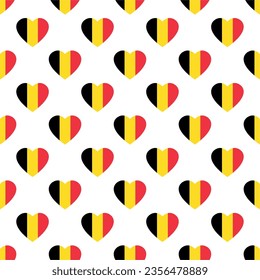 Seamless pattern heart icon with colors of Belgium flag,flat design isolated on white background vector illustration.