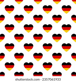 Seamless pattern heart icon with colors of Germany flag,flat design isolated on white background vector illustration.