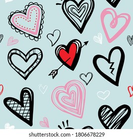 Seamless pattern with heart icon , Vector Illustration