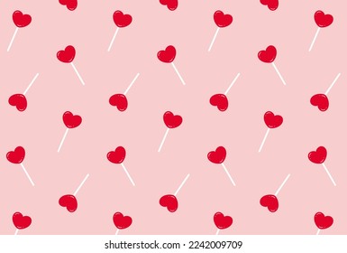 seamless pattern with heart lollipops for banners, cards, flyers, social media wallpapers, etc.