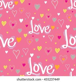 Seamless pattern with heart and love design