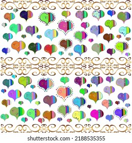 Seamless pattern Heart love Valentine card love hearts. Sketch designed loves heart. Graphic hearts love on enjoyable colors. Couple romantic love heart. Vector illustration